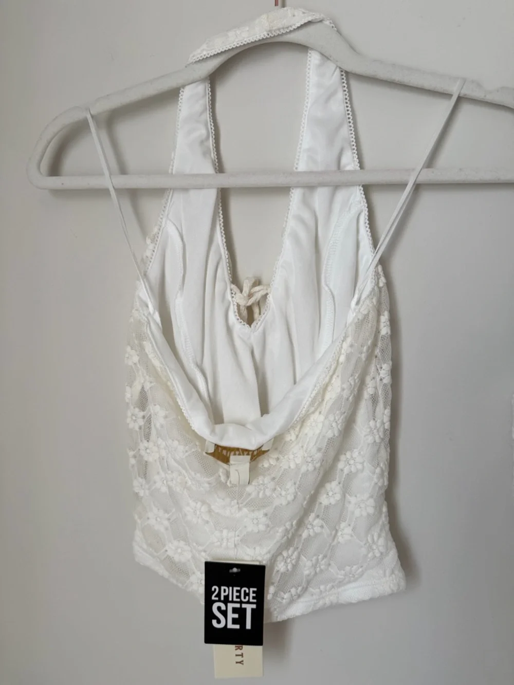 Thirty thirty White Lace halter top and Maxi Skirt two piece set